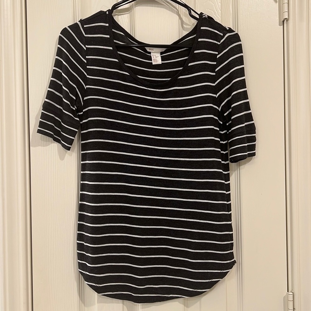Grey and White Striped Top